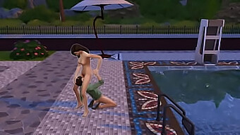 A Youthful Man Intensely Penetrates A Plump Maid Beside The Pool