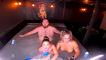 Hilarious And Hot Hot Tub Threesome With Busty Wifes Kendra Heart And Misty Meaner