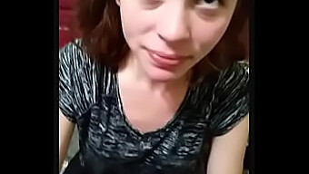 Brunette Girlfriend Receives Cumshots On Her Tongue From A Tinder Pickup