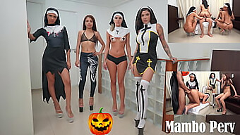 Four Naughty Nuns Engage In A Sexual Ritual And Reverse Gangbang With One Man (Anal, Group Sex, Blowjob, Ebony, Interracial)