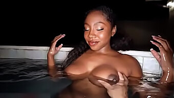 Beautiful Black Beauty Gets Fucked On The Pool Side In Missionary Position