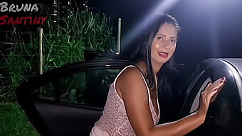 Brunette Bruna Submits To Oral Sex In A Parking Lot